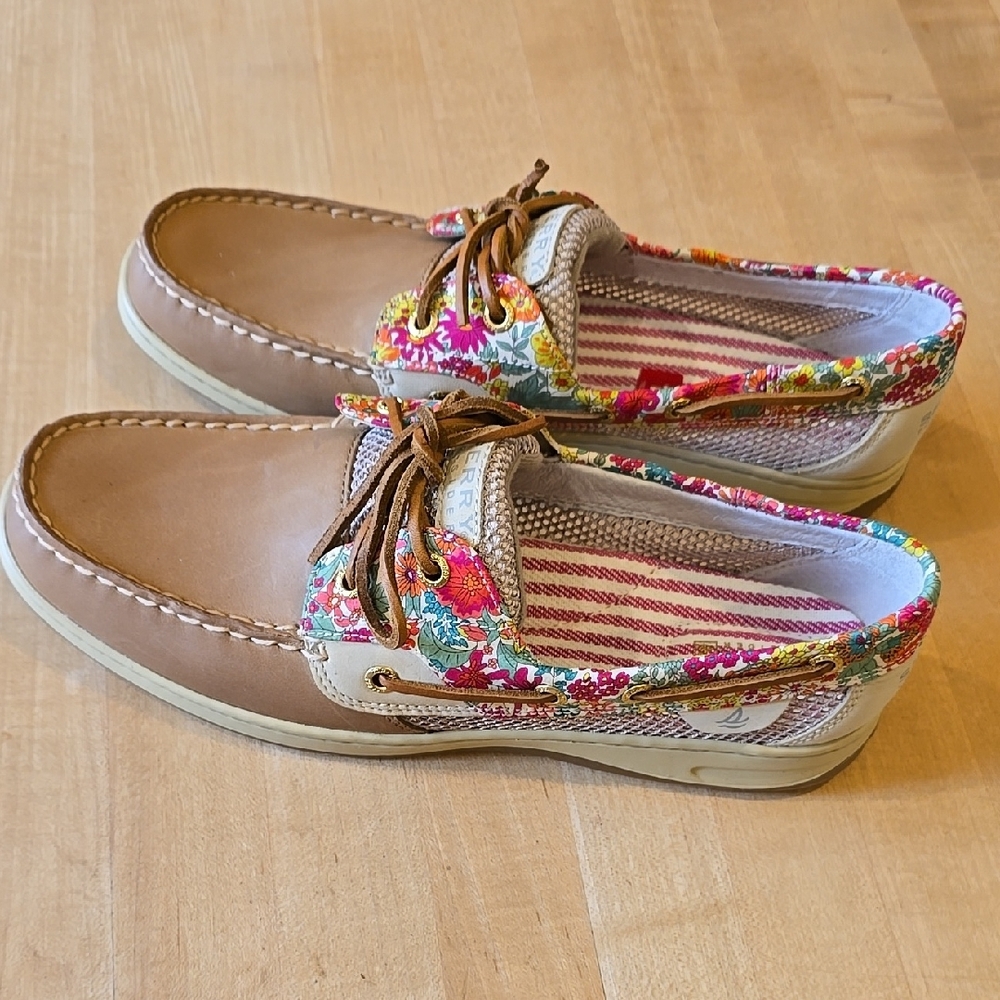 Floral Tan Boat Shoes